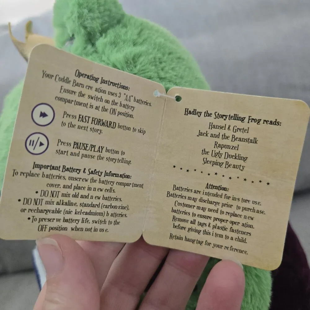 NWT Cuddle Barn Hadley Storytelling Frog Prince Plush Toy Reads 5 Fairy Tales - Picture 12 of 14